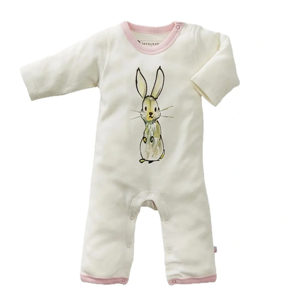 NWT. Jane Goodall Janey Baby One Piece, Rabbit/Peonies